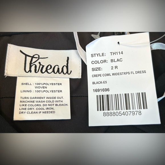 NWT Dessy Collection Black Cowl-Neck Wide Strap Crepe Trumpet Gown Front Slit 2R - Picture 13 of 16